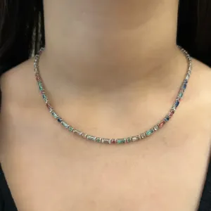 CHOKER ZIRCÔNIAS RETANGULARES E REDONDAS