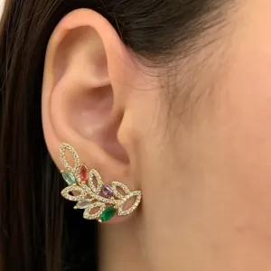 BRINCO EAR CUFF FOLHAS COM CRAVAÇÃO E NAVETES