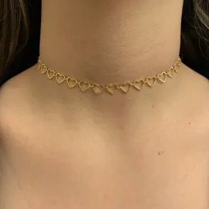 CHOKER CORAÇÕES UNIDOS VAZADOS E DIAMANTADOS