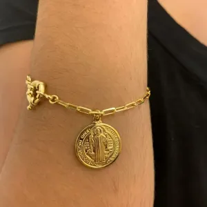 PULSEIRA CARTIER COM PINGENTE SÃO BENTO E FECHO BOIA