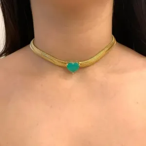 CHOKER FIO ALEMÃO GROSSO COM CORAÇÃO