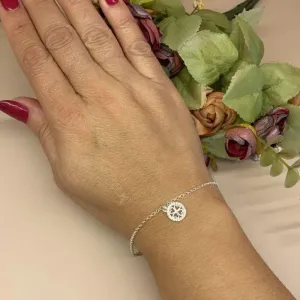 PULSEIRA CÍRCULO E TREVO CRAVEJADO PRATA 925