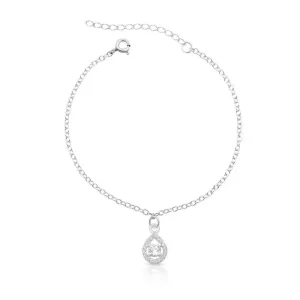 PULSEIRA PINGENTE GOTA CRAVEJADO PRATA 925