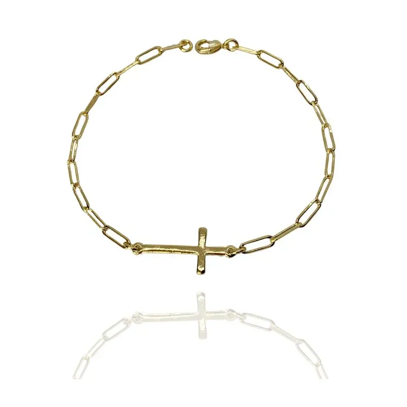 PULSEIRA MASCULINA ELOS CARTIER COM CRUZ LISA