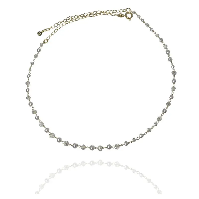 CHOKER PÉROLAS E CRISTAL