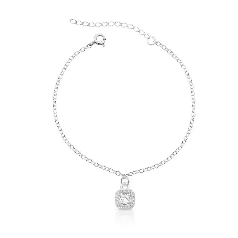 PULSEIRA PINGENTE QUADRADO CRAVEJADO PONTO DE LUZ CRISTAL