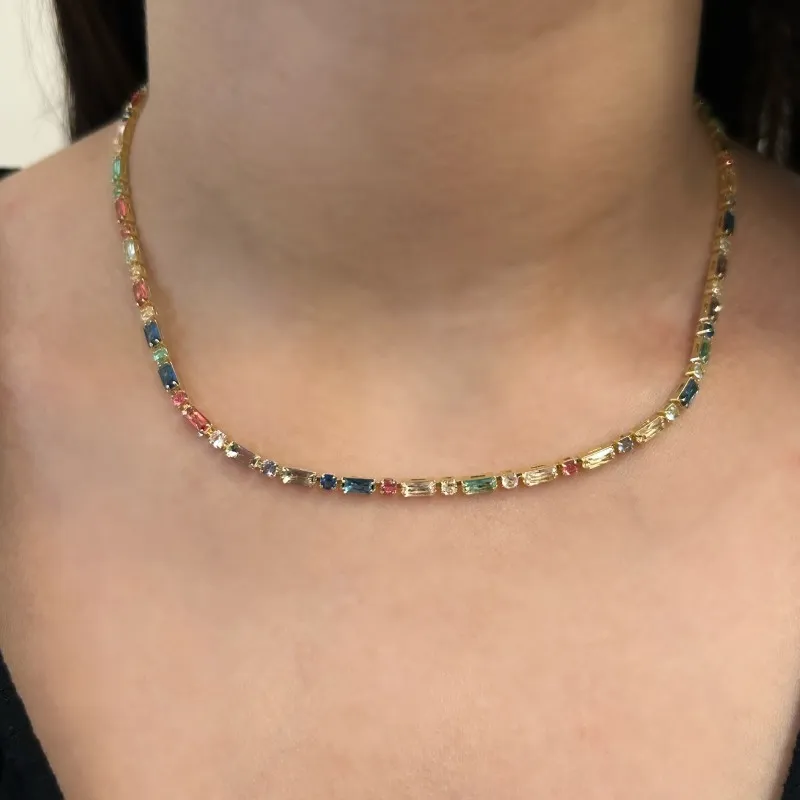 CHOKER ZIRCÔNIAS RETANGULARES E REDONDAS