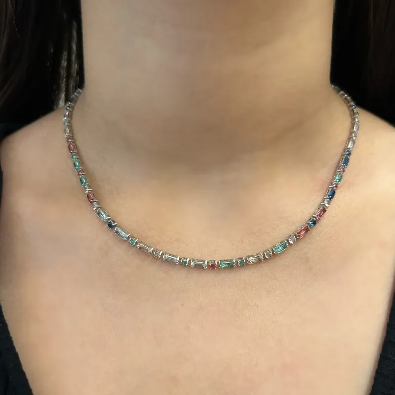 CHOKER ZIRCÔNIAS RETANGULARES E REDONDAS