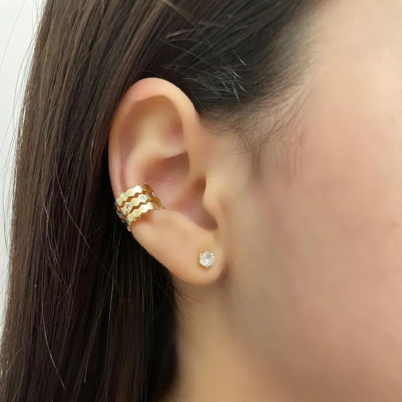 PIERCING FAKE 3 AROS COM ONDAS E ZIRCÔNIAS