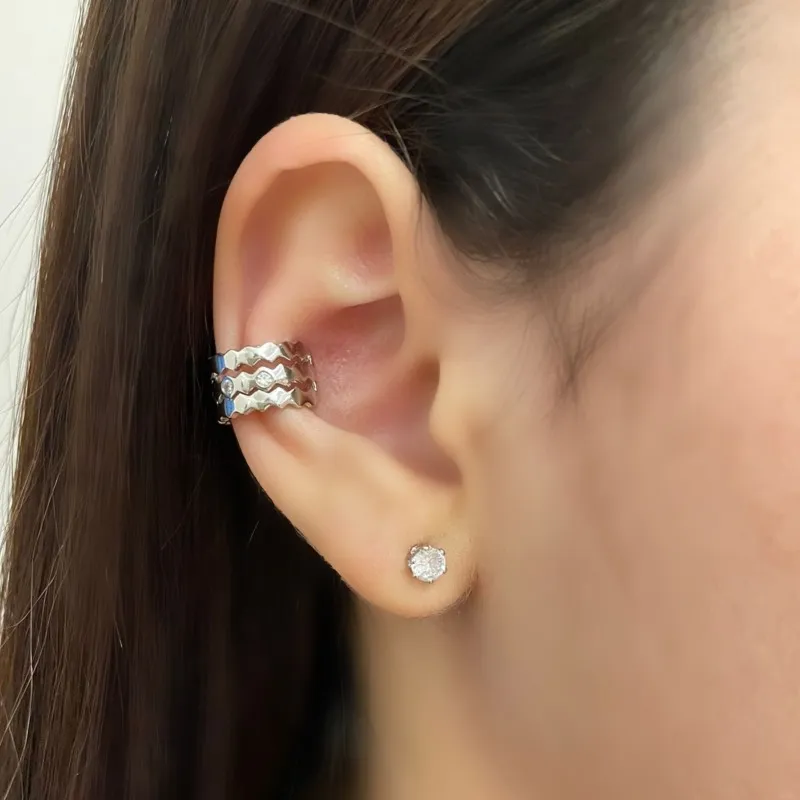 PIERCING FAKE 3 AROS COM ONDAS E ZIRCÔNIAS