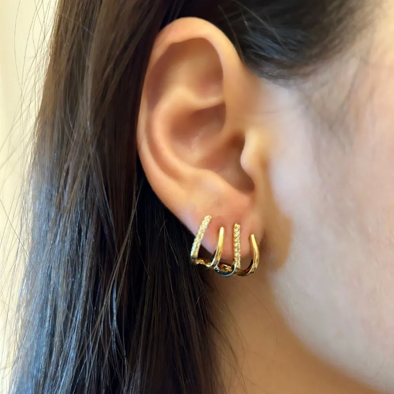 BRINCO EAR CUFF 4 AROS LISOS E CRAVEJADOS