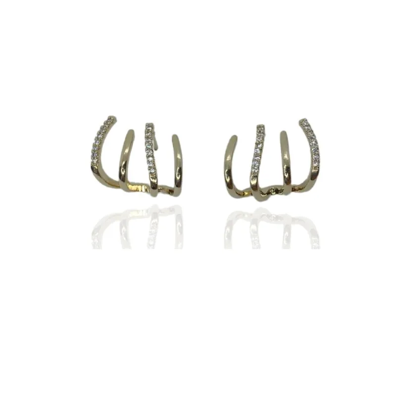 BRINCO EAR CUFF 4 AROS LISOS E CRAVEJADOS