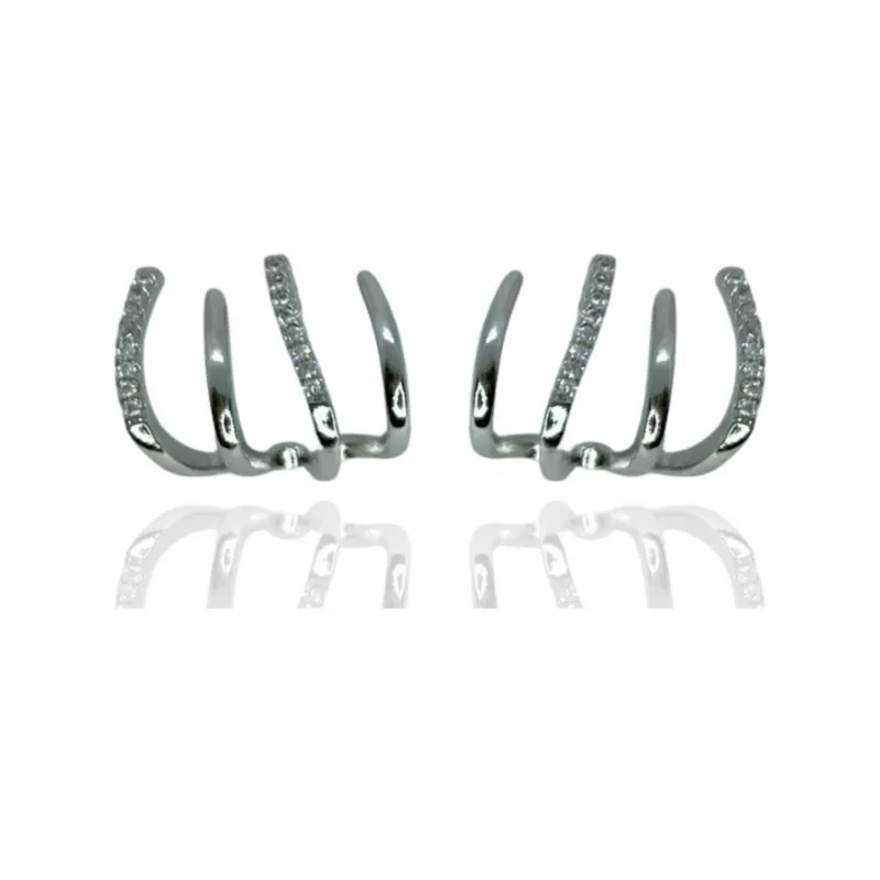 BRINCO EAR CUFF 4 AROS LISOS E CRAVEJADOS