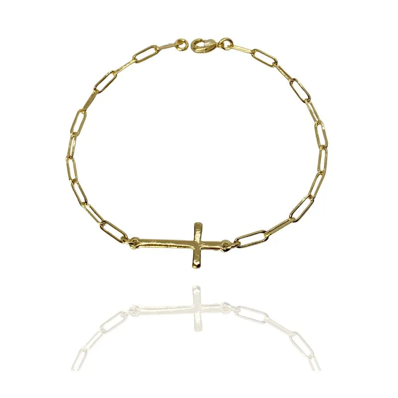 PULSEIRA MASCULINA ELOS CARTIER COM CRUZ LISA