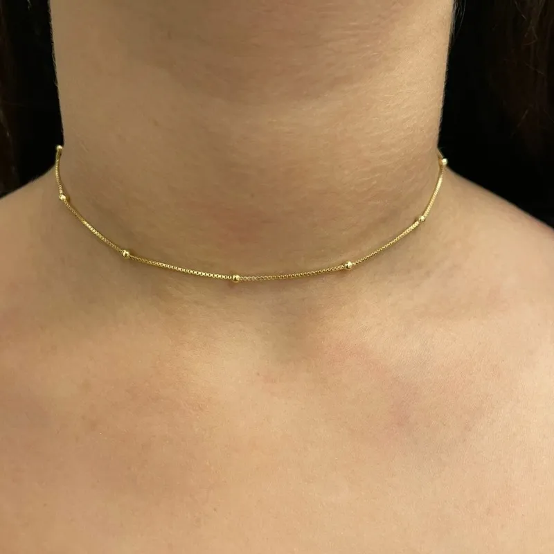 CHOKER CORRENTE VENEZIANA E BOLINHAS