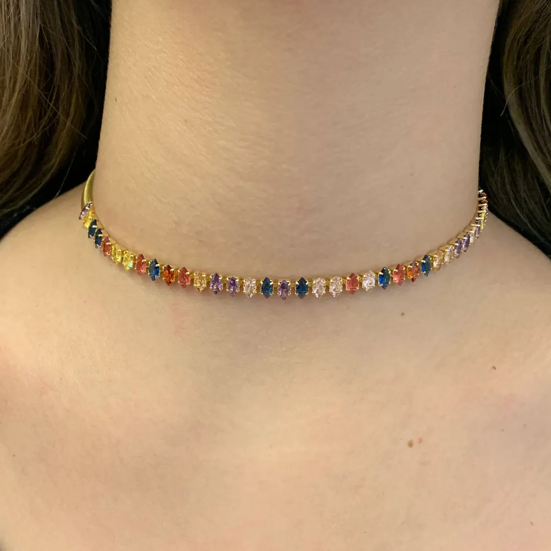 CHOKER NAVETES 3MM COM CORRENTE FIO ALEMÃO