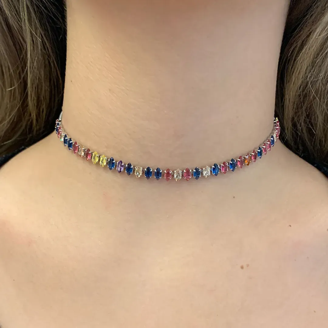 CHOKER NAVETES 3MM COM CORRENTE FIO ALEMÃO