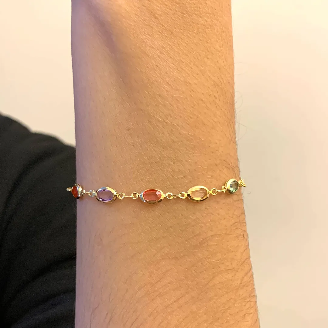 PULSEIRA COM ZIRCÔNIAS OVAIS COLORIDAS