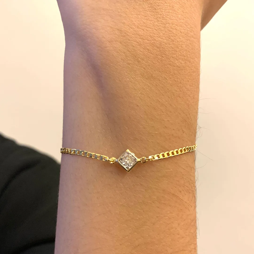 PULSEIRA FINA COM ZIRCÔNIA QUADRADA