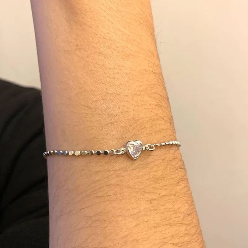 PULSEIRA BOLINHAS CHAPADAS E CORAÇÃO DE ZIRCÔNIA