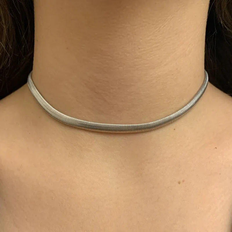 CHOKER FIO ALEMÃO CHATO 5MM