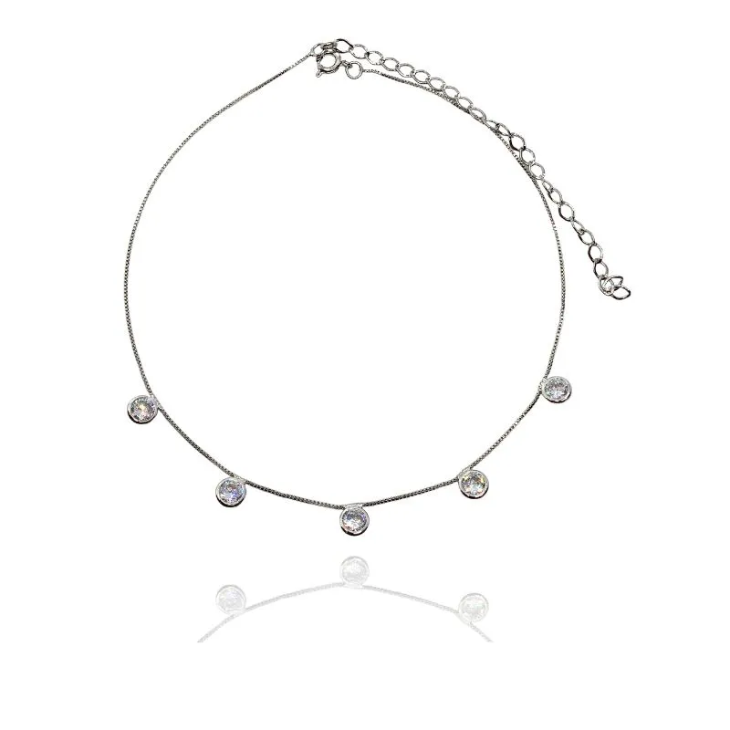 CHOKER CORRENTE VENEZIANA E ZIRCÔNIAS REDONDAS PENDURADAS