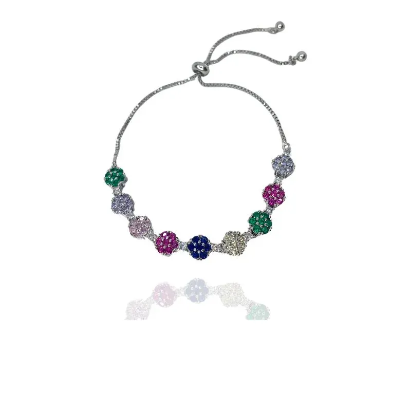 PULSEIRA REGULAGEM FLORES CRAVEJADAS