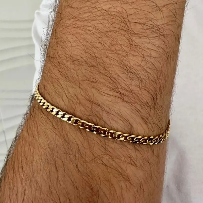 PULSEIRA MASCULINA GRUME CURTA DIAMANTADA 4MM