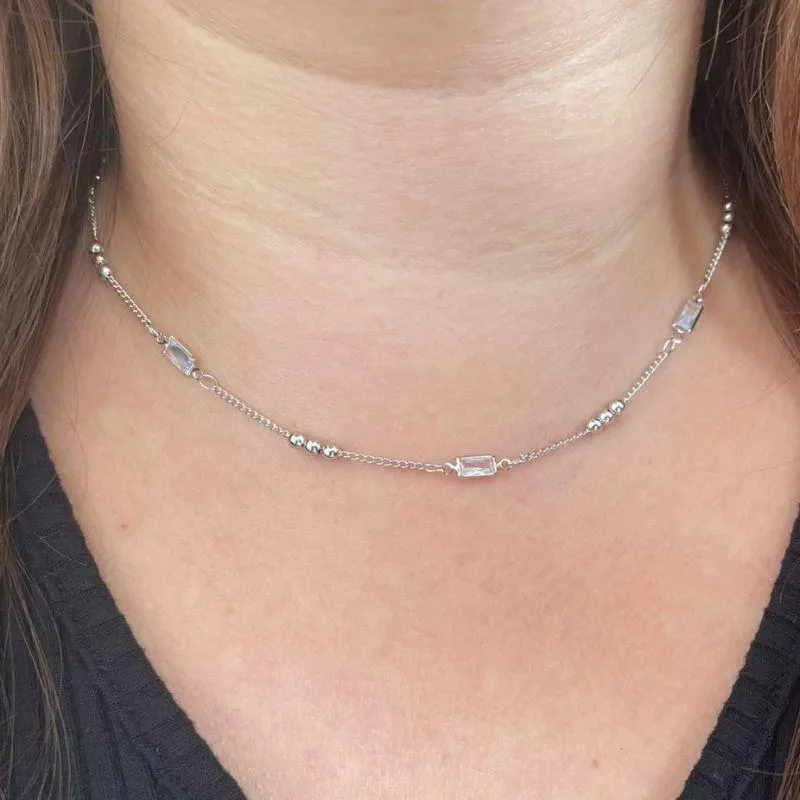 CHOKER CORRENTE BOLINHAS COM BAGUETE